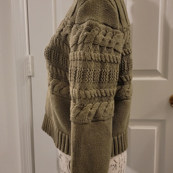 Olive Cable Knit Sweater - Picture 5 of 5